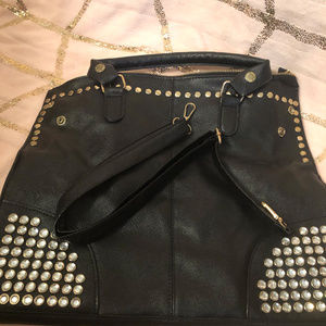 BLACK STUDDED/CRYSTAL PURSE